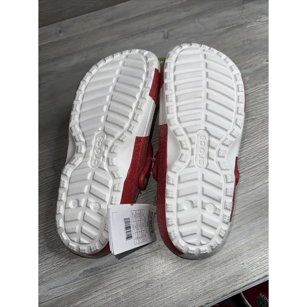 Crocs Classic Lined Holiday Christmas Candy Cane Clogs Shoes Unisex Size M10/W12